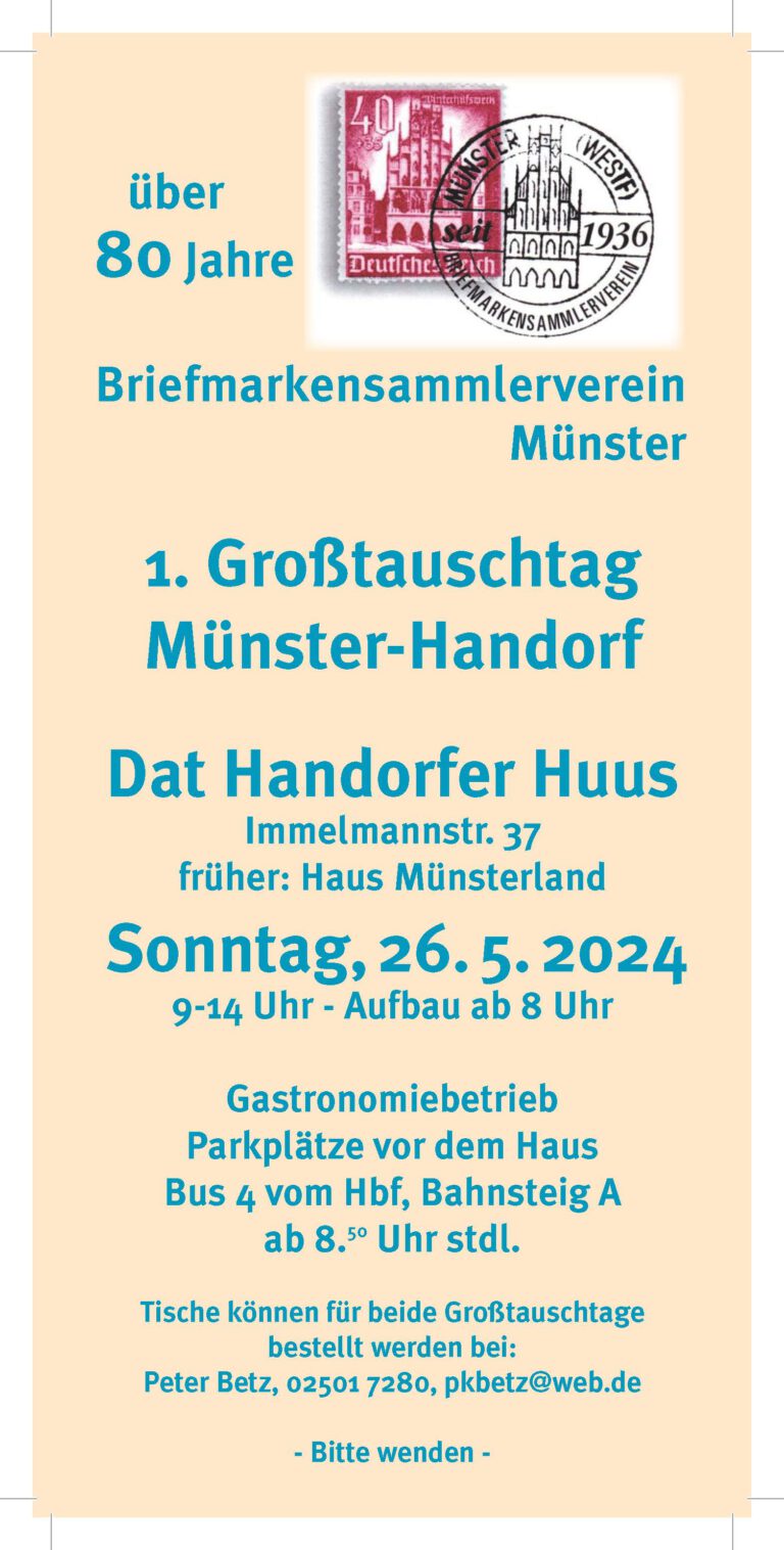 Einladung Großtauschtag in Münster am 26.5.2024