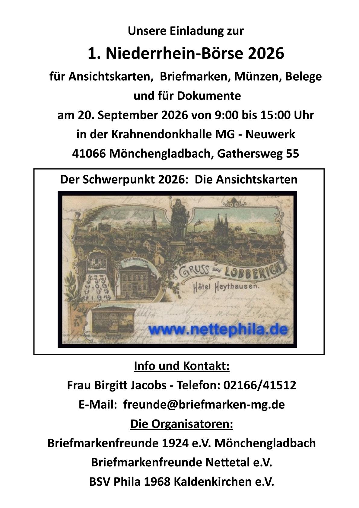 Mehr über den Artikel erfahren Niederrhein-Börse 2026