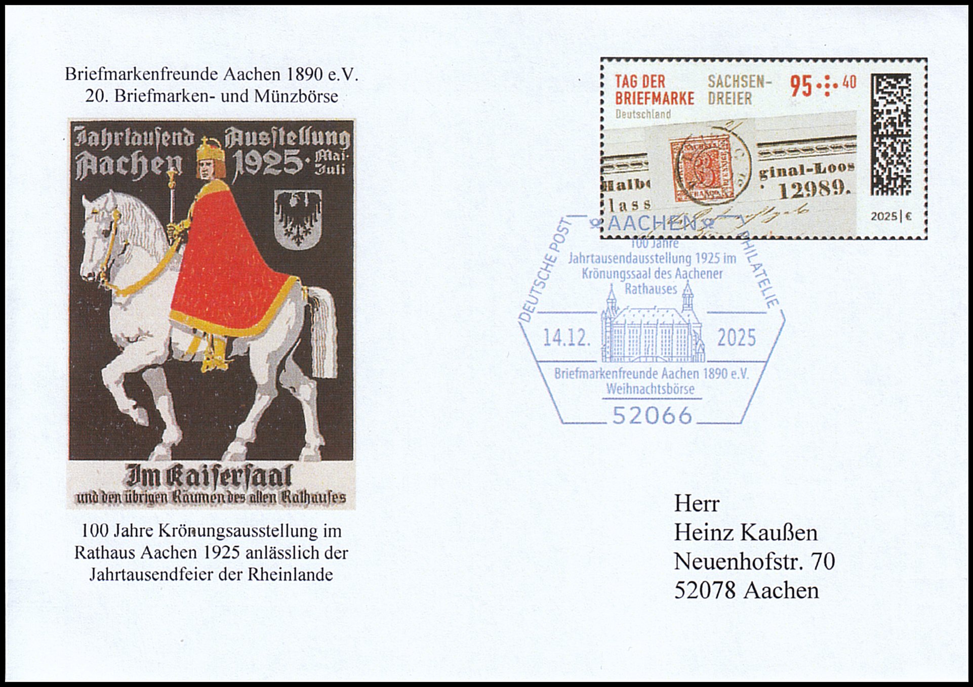 Mehr über den Artikel erfahren Weihnachtsbörse für Briefmarken und Münzen in Aachen